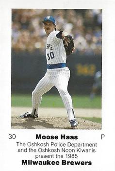 1985 Milwaukee Brewers Police - Oshkosh Police Department and Oshkosh Noon Kiwanis #NNO Moose Haas Front