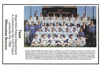 1989 Milwaukee Brewers Police - West Allis Police Department, A Community Service Project #NNO Team Front