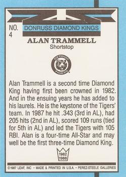 1988 Donruss #4 Alan Trammell Back