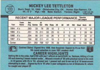 1988 Donruss #103 Mickey Tettleton Back