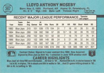 1988 Donruss #367 Lloyd Moseby Back