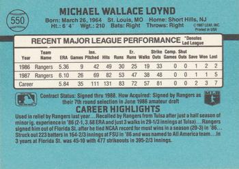 1988 Donruss #550 Mike Loynd Back