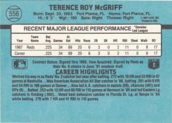 1988 Donruss #556 Terry McGriff Back