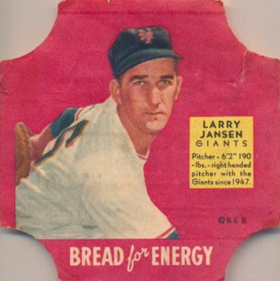 1951 Fischer's Bread for Energy #NNO Larry Jansen Front