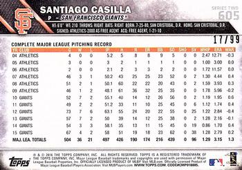 2016 Topps - Vintage Stock #605 Santiago Casilla Back