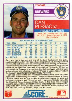 1988 Score #77 Dan Plesac Back