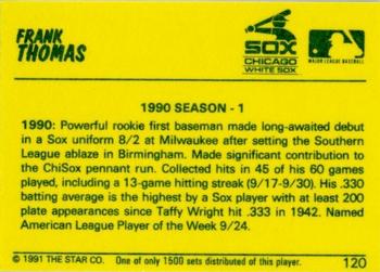 1991 Star Home Run #120 Frank Thomas Back