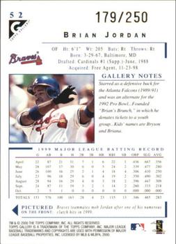 2000 Topps Gallery - Player's Private Issue #52 Brian Jordan  Back