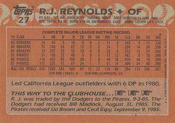 1988 Topps #27 R.J. Reynolds Back
