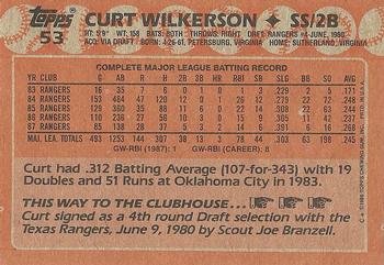 1988 Topps #53 Curt Wilkerson Back