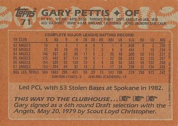 1988 Topps #71 Gary Pettis Back