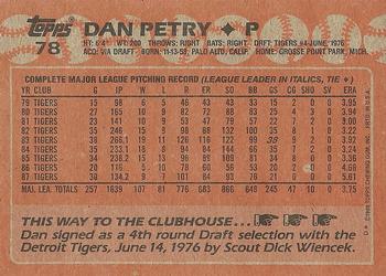 1988 Topps #78 Dan Petry Back