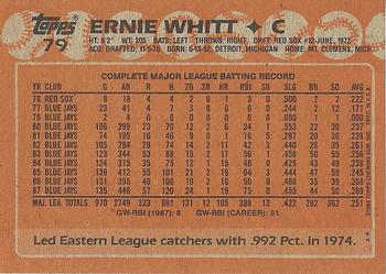 1988 Topps #79 Ernie Whitt Back