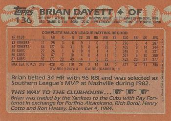 1988 Topps #136 Brian Dayett Back