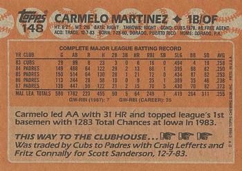 1988 Topps #148 Carmelo Martinez Back