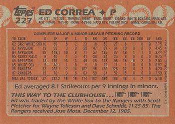 1988 Topps #227 Ed Correa Back