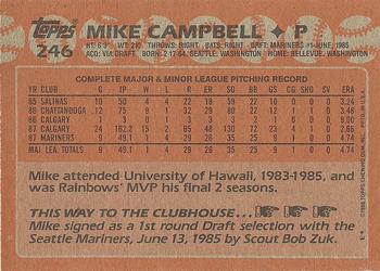 1988 Topps #246 Mike Campbell Back