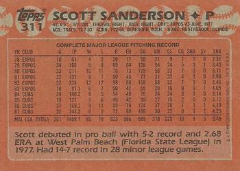 1988 Topps #311 Scott Sanderson Back