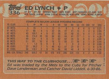 1988 Topps #336 Ed Lynch Back