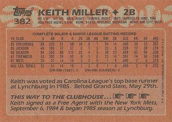 1988 Topps #382 Keith Miller Back