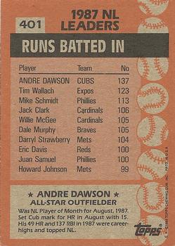 1988 Topps #401 Andre Dawson Back
