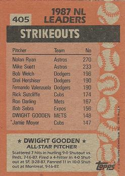 1988 Topps #405 Dwight Gooden Back
