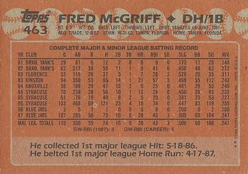 1988 Topps #463 Fred McGriff Back