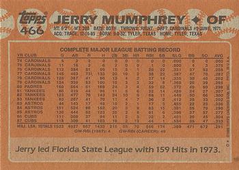 1988 Topps #466 Jerry Mumphrey Back