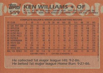 1988 Topps #559 Ken Williams Back