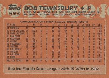 1988 Topps #593 Bob Tewksbury Back