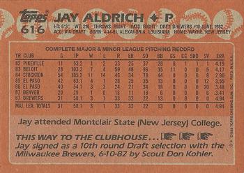 1988 Topps #616 Jay Aldrich Back