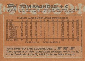 1988 Topps #689 Tom Pagnozzi Back
