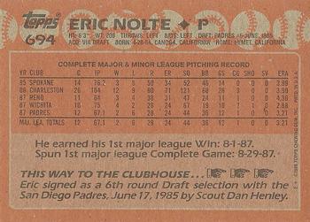 1988 Topps #694 Eric Nolte Back