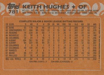 1988 Topps #781 Keith Hughes Back
