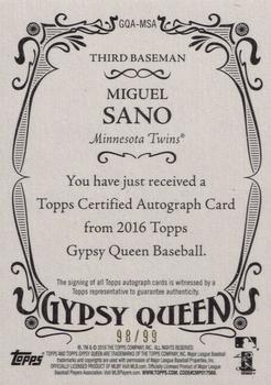 2016 Topps Gypsy Queen - Autographs Green #GQA-MSA Miguel Sano Back
