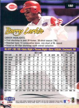 1998 Ultra #180 Barry Larkin Back
