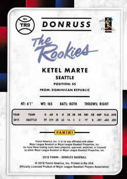 2016 Donruss - The Rookies Career Stat Line #TR9 Ketel Marte Back