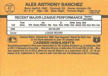 1989 Donruss #47 Alex Sanchez Back