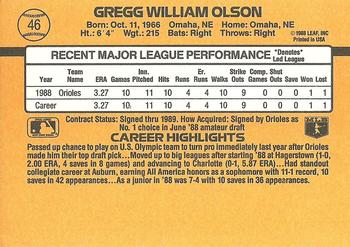 1989 Donruss #46 Gregg Olson Back
