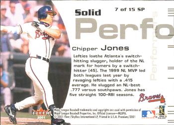2001 Fleer Premium - Solid Performers #7SP Chipper Jones  Back