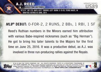 2016 Topps Update #US89 A.J. Reed Back