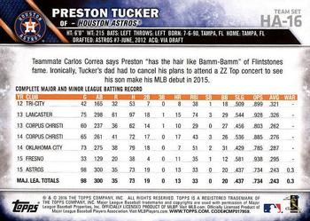 2016 Topps Houston Astros #HA-16 Preston Tucker Back