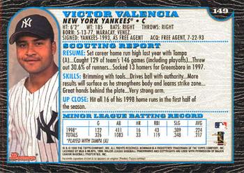 1999 Bowman #149 Victor Valencia Back