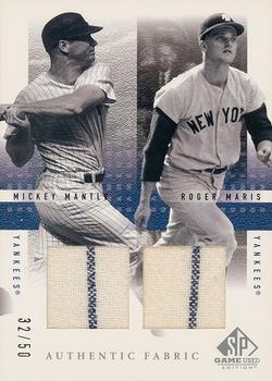 2001 SP Game Used Edition - Authentic Fabric Duos #M-M Mickey Mantle / Roger Maris  Front