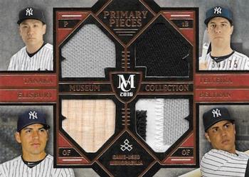 2016 Topps Museum Collection - Four-Player Primary Pieces Quad Relics Copper #PPFQ-TTEB Mark Teixeira / Masahiro Tanaka / Carlos Beltran / Jacoby Ellsbury Front