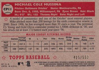2001 Topps Heritage - Chrome #CP11 Mike Mussina  Back