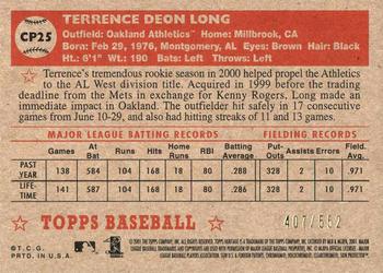 2001 Topps Heritage - Chrome #CP25 Terrence Long  Back