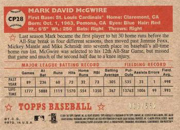 2001 Topps Heritage - Chrome #CP28 Mark McGwire  Back