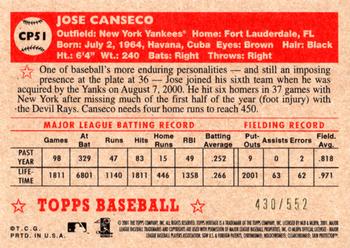 2001 Topps Heritage - Chrome #CP51 Jose Canseco  Back