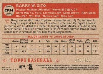 2001 Topps Heritage - Chrome #CP54 Barry Zito  Back